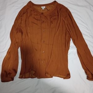 a new day Women's Button-Up Blouse in Rust  Size XL